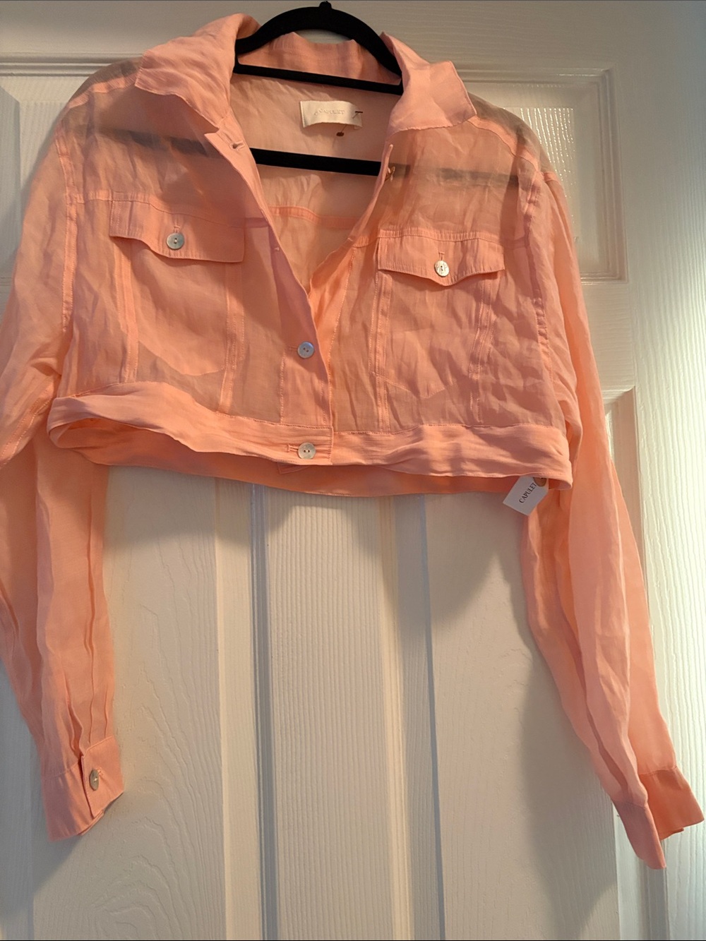 Capulet Peach Sheer Cropped Blazer Jacket